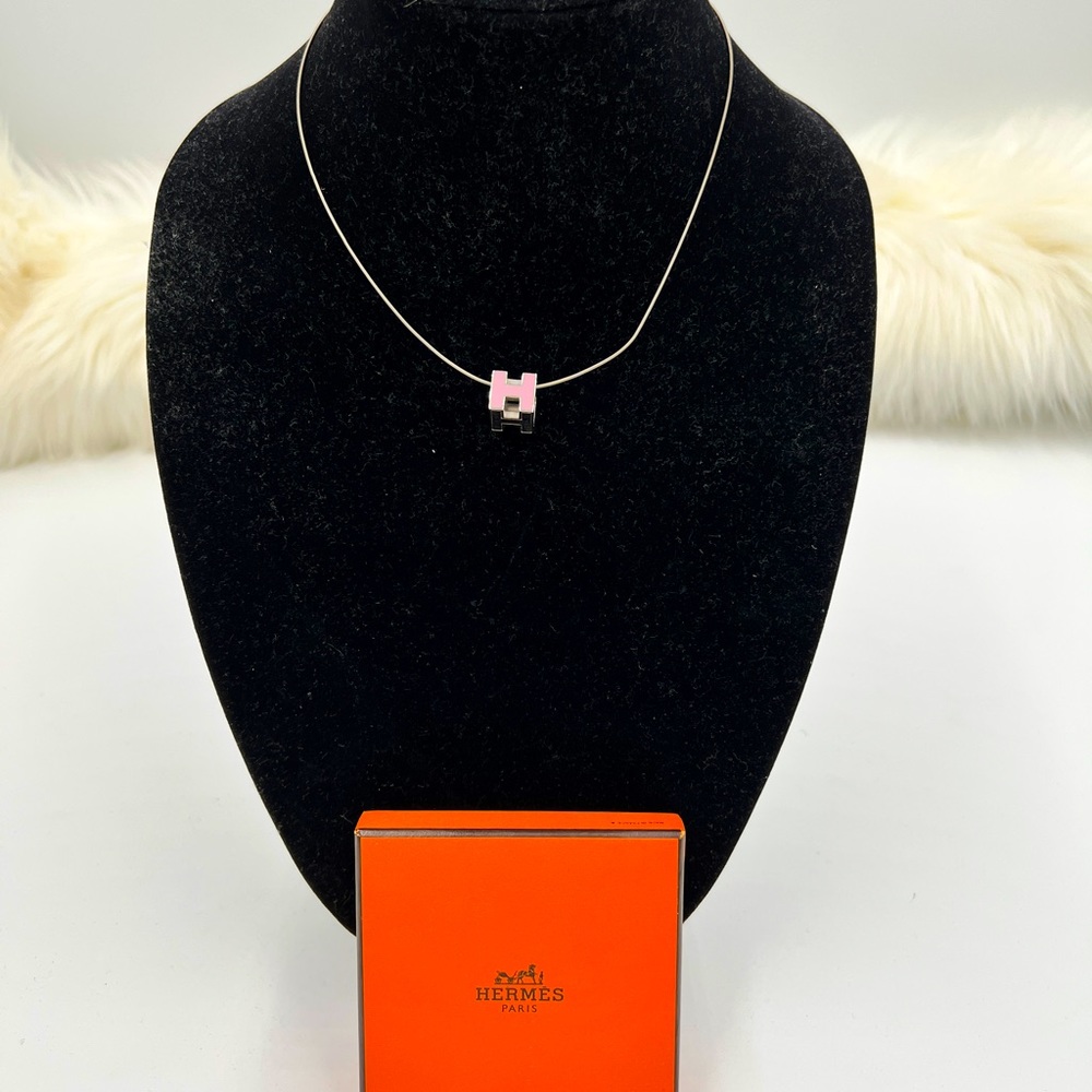 ♦️Hermes Cage H Necklace - Pink